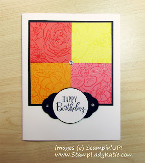 Card made with Stampin'UP!'s Breathtaking Bouquet stamp with the image perfectly lined up across 4 card pieces