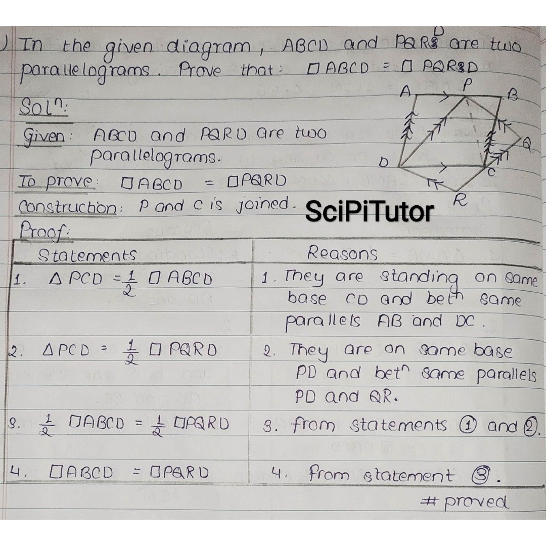 In the given diagram, ABCD and PQRD are two parallelograms. Prove that parm.ABCD = parm.PQRD.