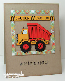 NCC Dump Truck Birthday, ODBD Birthday Brights Paper Collection, ODBD Custom Pierced Squares Dies, Card Designer Angie Crockett