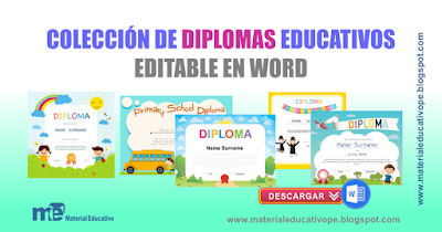 Colección de diplomas educativos editables en word