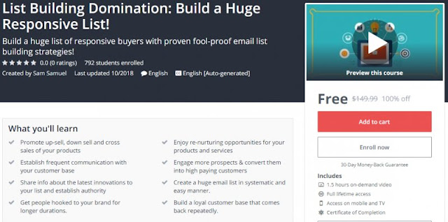 [100% Off] List Building Domination: Build a Huge Responsive List!| Worth 149,99$ 