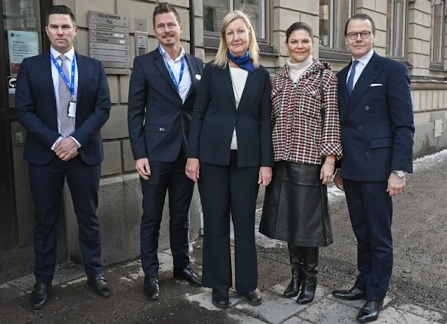 Crown Princess Victoria wore a Bronco houndstooth jacket by Baum und Pferdgarten, cuddle turtleneck top by Soft Goat