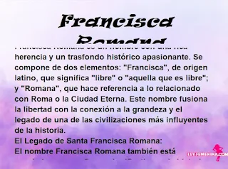 significado del nombre Francisca Romana