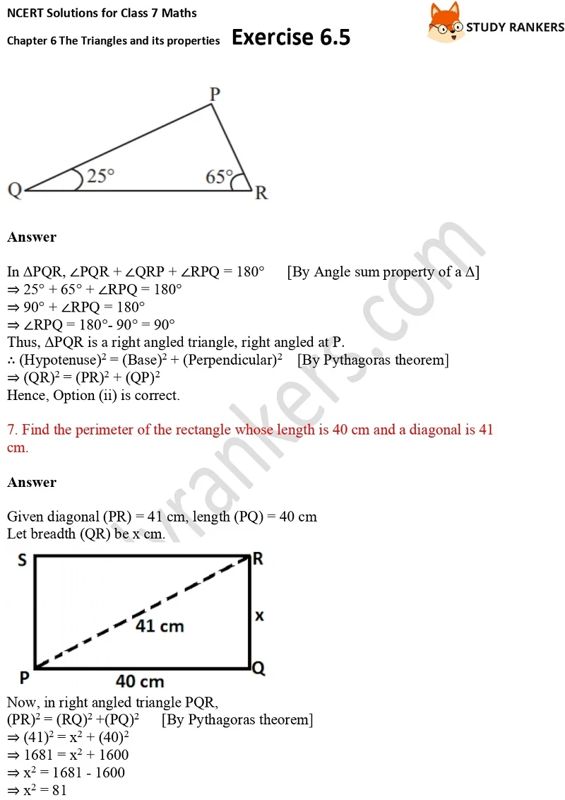 NCERT Solutions for Class 7 Maths Ch 6 The Triangles and its properties Exercise 6.5 5