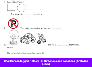 Soal Bahasa Inggris Kelas 6 SD Directions and Locations (Arah dan Letak)