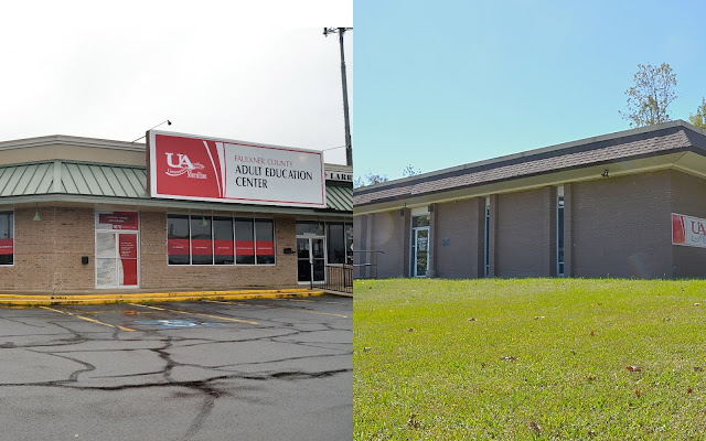 Split image with the two adult education centers on either side. Faulkner county's on the left and Van Buren county's on the right.