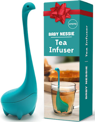 OTOTO Baby Nessie Loose Leaf Tea Infuser (Turquoise) - Cute Tea Infuser Strainer with Steeping Spoon - Cute Tea Gifts - Long Handle Neck, Ball Body Lake Monster Silicone Tea Infuser for Herbal