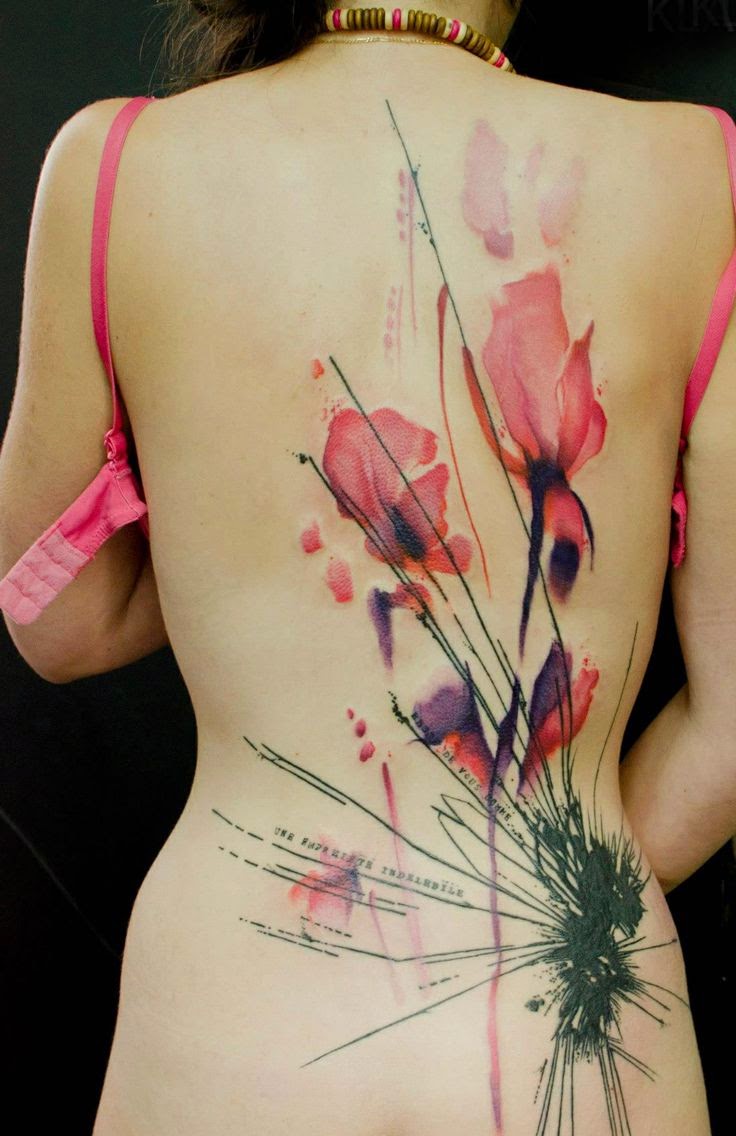 Women back Tulip Flower Tattoos, Tulip Flower Blossom Tattoo Designs, Tattoos of Tulip Flower for Women Back, Women, Flower, Parts.