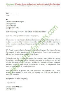 warning letter to employee for smoking in office premises
