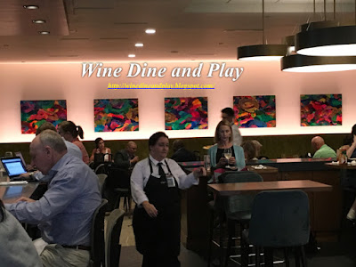 The Cafe at Mise En Place is located at Terminal F of the Tampa International airport serving American cuisine with a big wine list