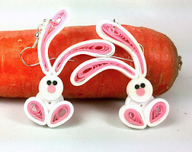 Rabbit quilling earrings animals for kids - quillingpaperdesign