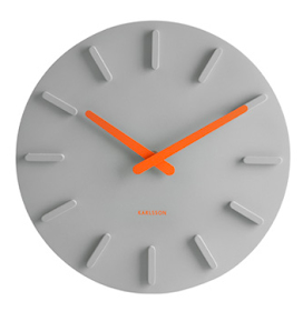 wall clock - gray with orange hands