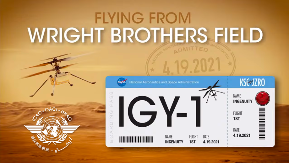 Ingenuity’s flight designator “IGY-1” assigned by the International Civil Aviation Organisation (ICAO). NASA/JPL, 19 April 2021.