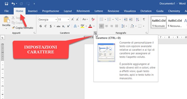 carattere-word-impostazioni