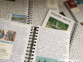 Old holiday vacation diaries and scrapbooks