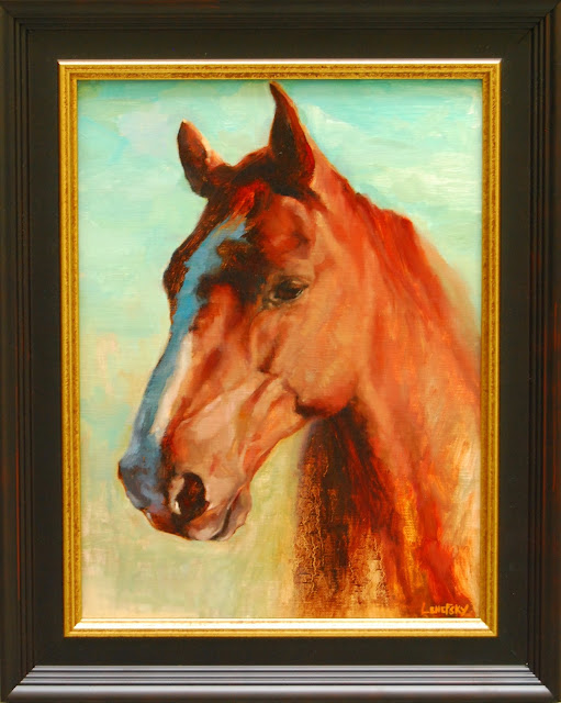 Horse Painting by Heather Lenefsky, Red Stallion Oil Painting