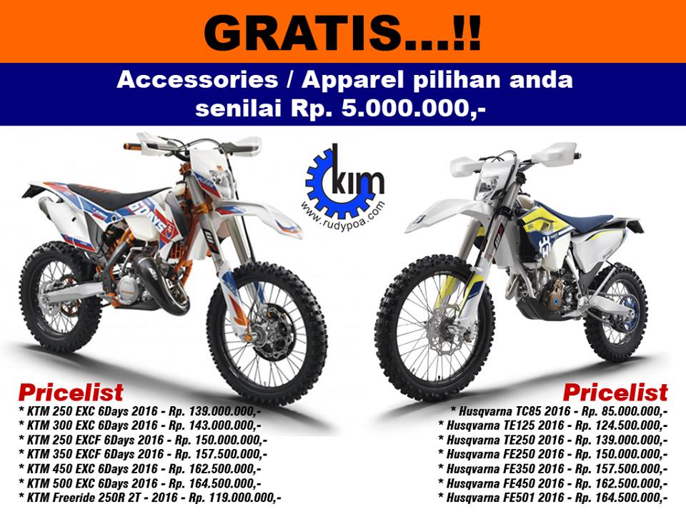 Indonesian Dirt Bike IDB Daftar Harga  KTM  dan Husqvarna 