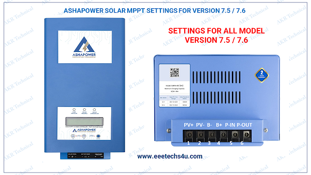 Ashapower Solar MPPT Settings for Version 7.5 / 7.6
