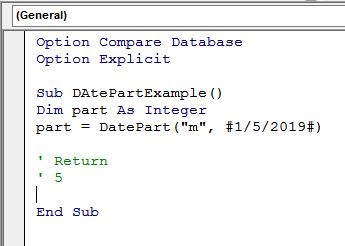 DatePart Fonksiyonu