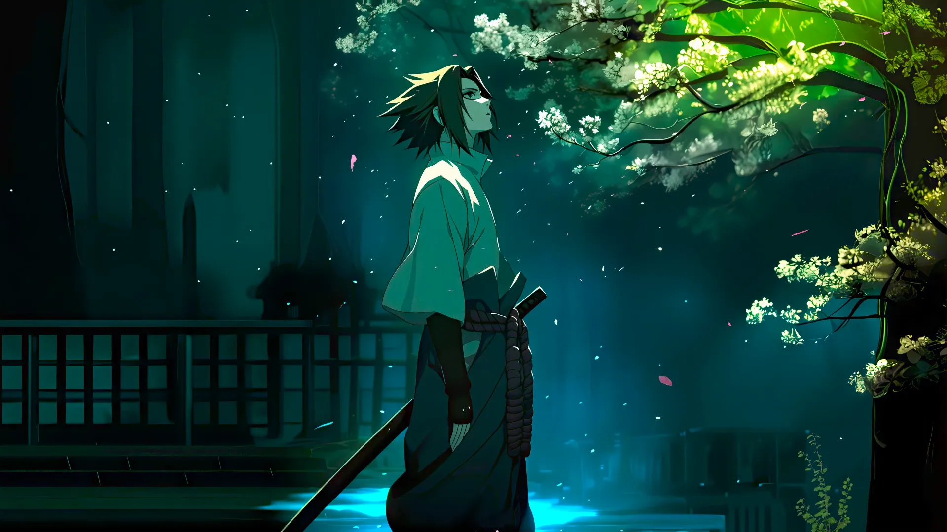 Sasuke Under Blooming Tree Live Wallpaper For Pc