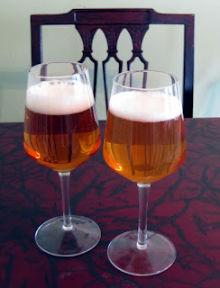 Left - White Peach Honey Wheat; Right - Yellow Peach Golden Sour