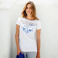 Tricou cu dantela print"inima" 