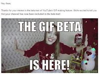 YouTube GIF Beta Email