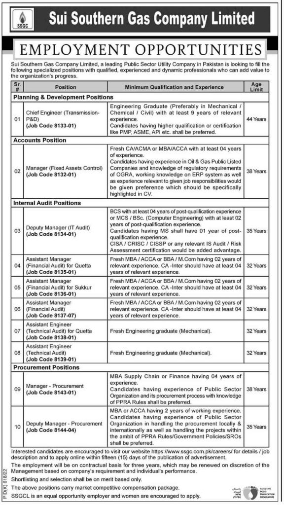 Sui Southern Gas Company Limited SSGC Jobs September 2022 Apply Online