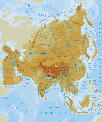 Resultado de imagen de mapa físico de asia