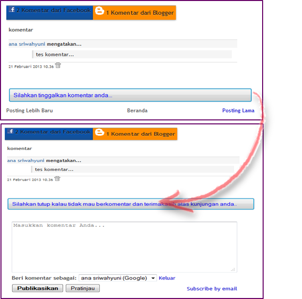 Cara Memasang Tombol Buka Tutup Komentar Blog