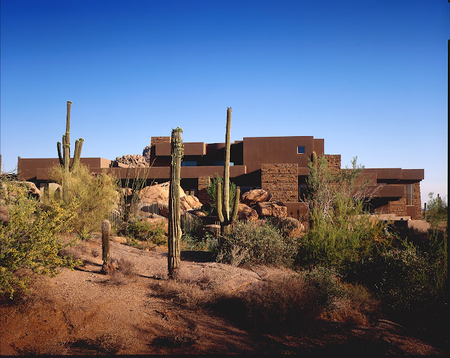 Picture of the house with cactuses