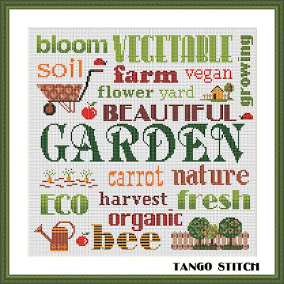 Summer garden vacation cross stitch pattern, Tango Stitch