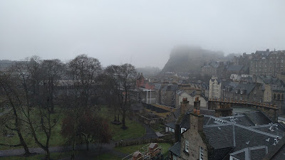 Edinburgh castle in the fog