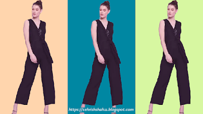 A Jumpsuit with a Black V-Neck for a Party