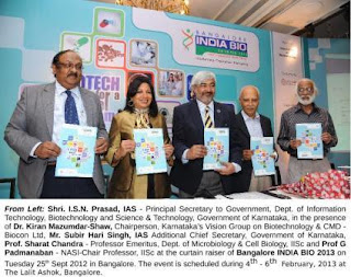 Bangalore INDIA BIO 2013 from Feb 4th to 6th 2013, Themed -- "BIOTECH for a better tomorrow"