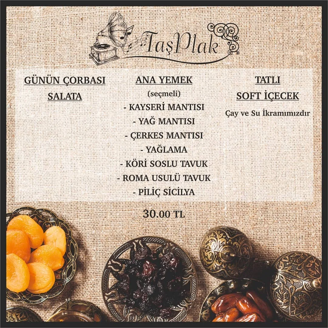 taş plak cafe talas kayseri iftar menü