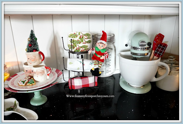 Cottage -Farmhouse- Christmas -Kitchen -Tour-Christmas-Elf-Vignette-Vintage-Inspired-From My Front Porch To Yours