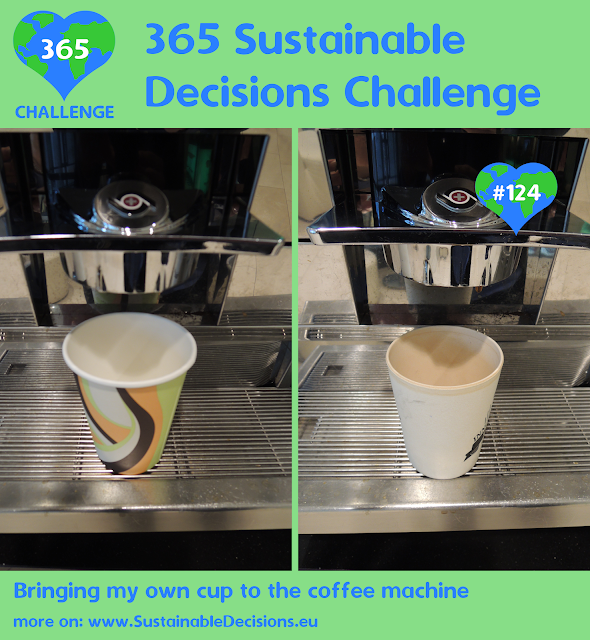 Bringing my own cup to the coffee machine reducing plastic waste reducing waste