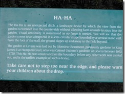 levens hall gardens ha-ha sign