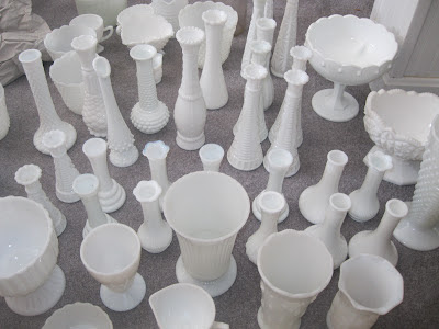 milk glass vases