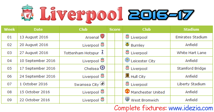 Download Jadwal Liverpool FC 2016-2017 File JPG - Download Kalender Lengkap Pertandingan Liverpool FC 2016-2017 File JPG - Download Liverpool FC Schedule Full Fixture File JPG - Schedule with Score Coloumn