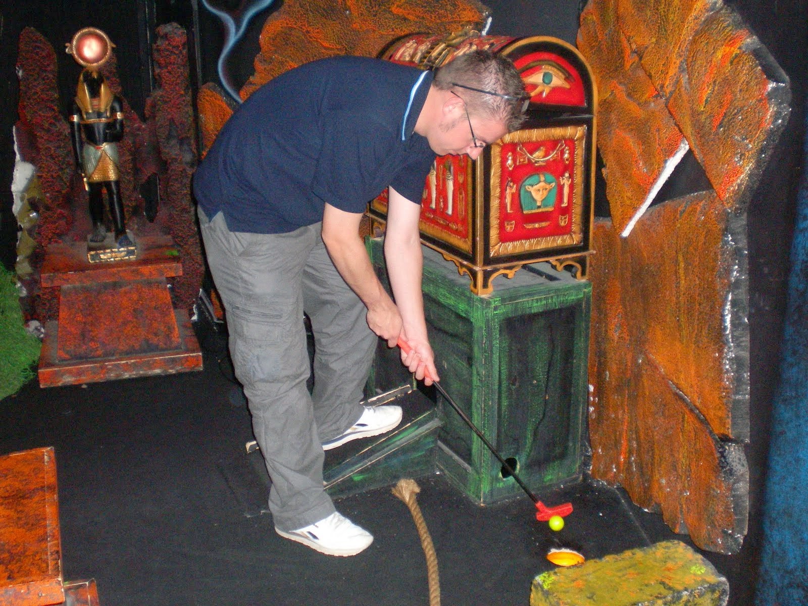 Curse of the Mummy in 3D indoor blacklight Crazy Golf course at Xscape Yorkshire in Castleford