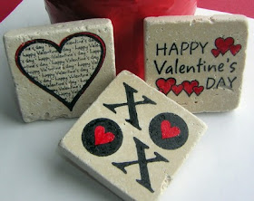 set of three Valentine's Day tile magnets