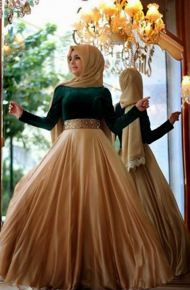 20 Foto Desain Baju  Pesta Muslim Glamour Terpopuler 