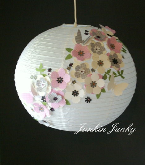 Pretty paper lantern at JunkinJunky.blogspot.com