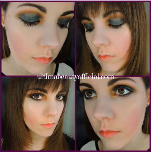 Collage of four photos of Ultima Beauty wearing eyeshadow from Urban Decay Naked Wild West Palette