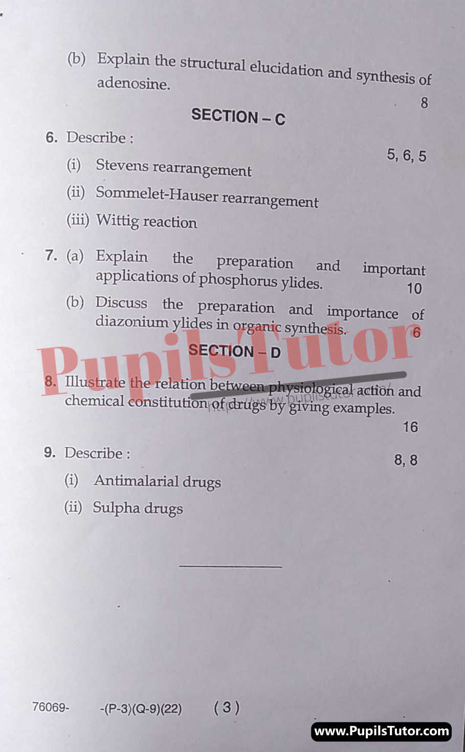 Free Download PDF Of M.D. University M.Sc. [Chemistry] Third Semester Latest Question Paper For Organic Special-III Subject (Page 3) - https://www.pupilstutor.com