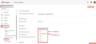 Ubah Pengaturan Blog Feed