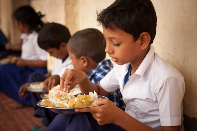 Children having Mid-day Meal