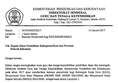 Juknis Bantuan Kemdikbud Bagi KKG/MGMP Tahun 2017